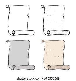 Parchment scrolls. Hand drawn sketch. Vector illustration isolated on white background