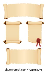 Parchment scrolls. Set of vector banners