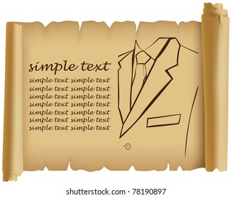 Parchment with a silhouette of men suits and subject of inscription to