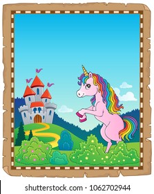 Parchment with standing unicorn theme 2 - eps10 vector illustration.