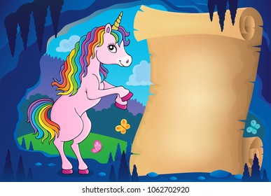 Parchment with standing unicorn theme 3 - eps10 vector illustration.