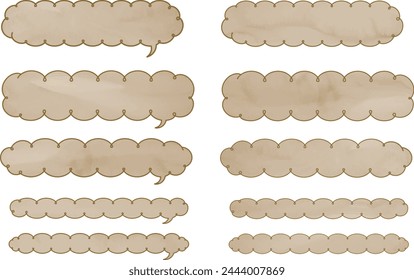 Estilo de pergamino ancho, horizontalmente largo Conjunto de ilustración de burbuja de voz de nube
