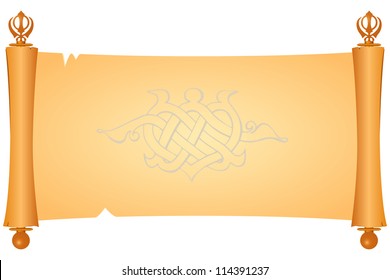 Parchment is a symbol of the Sikh Khanda. Vector illustration.