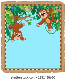 Parchment with two monkeys - eps10 vector illustration.