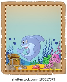 Parchment with underwater theme 3 - eps10 vector illustration.