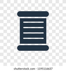 Parchment vector icon isolated on transparent background, Parchment transparency logo concept
