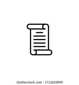 Parchment vector icon in linear, outline icon isolated on white background