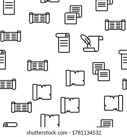 Parchment Vector Seamless Pattern Thin Line Illustration