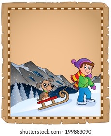 Parchment with winter thematics - eps10 vector illustration.
