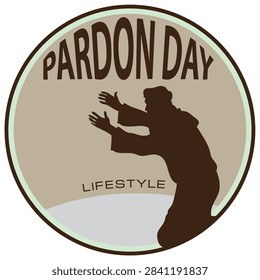 Pardon Day sticker, vector illustration