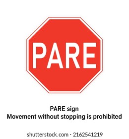 PARE road sign Traffic sign on white background