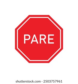 Pare traffic sign on white background