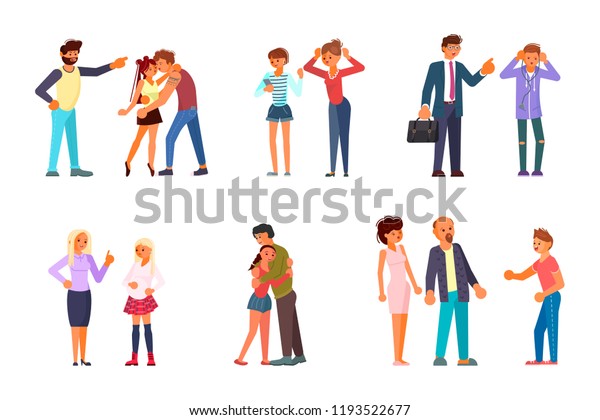Parent Adolescent Conflict Concept Flat Design Stock Vector Royalty Free 1193522677