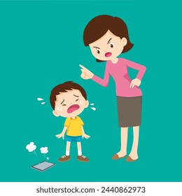 parent angry scold to kid addicted phone