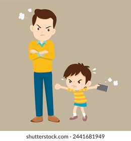 parent angry scold to kid addicted phone