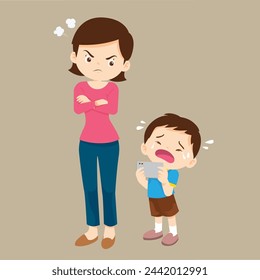 parent angry scold to kid addicted phone