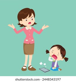 parent angry scold to kid addicted phone