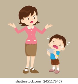 parent angry scold to kid addicted phone