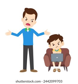 parent angry scold to kid because of smartphone addiction