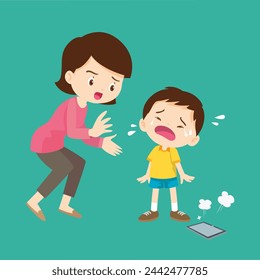 parent angry scold to kid because of smartphone addiction