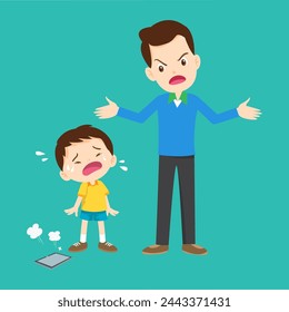 parent angry scold to kid because of smartphone addiction