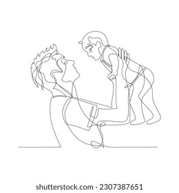 parent and baby line art for t-shirt 