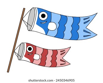 Parent and child carp streamer color swaying in the wind