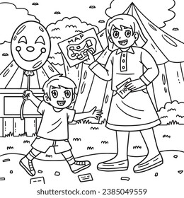 Parent and Child in Circus Coloring Page for Kids