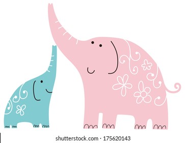 Parent and child of elephant