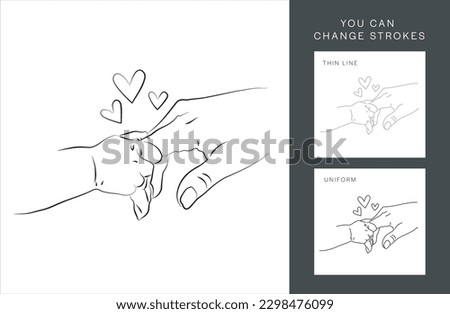 Parent and Child Holding Hand, Hand Drawn Illustration, Isolated Vector