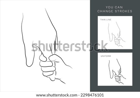 Parent and Child Holding Hand, Hand Drawn Illustration, Isolated Vector