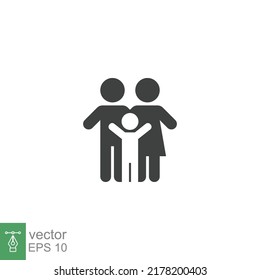 Parent and child icon. Simple solid style. People, kid, symbol, member, insurance, mother, son, father, generation, person, family love concept. Vector illustration isolated on white background EPS 10