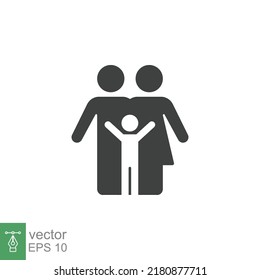 Parent and child icon. Simple solid style. People, kid, symbol, member, insurance, mother, son, father, generation, person, family love concept. Vector illustration isolated on white background EPS 10
