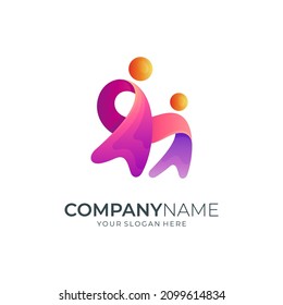 parent and child logo, logo concept of father or mother holding their child