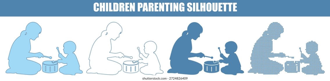 Silhuetas de bateria de percussão para pais e filhos, Desenvolvimento de música criativa