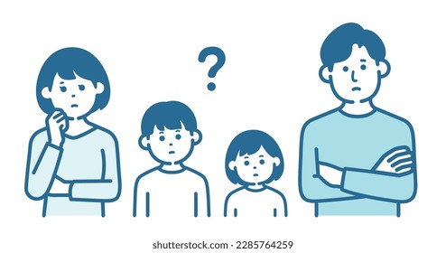 padre e hijo con signos de interrogación