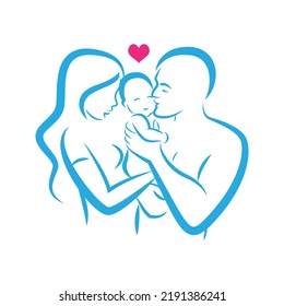 parent and child stylized vector, parent and child outline sketch