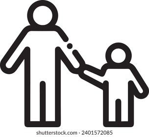 Parent with child vector icon, social illustration, black-lined icon, family vector EPS