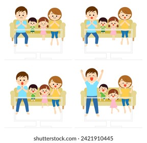 Parent and child watching the game on TV