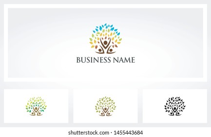 Parent Children Tree Family Logo