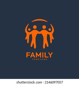 Parent and children vector illustration, family together icon logo design
