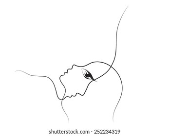 Parent Connection series. Abstract design made of graceful profile lines of mother and child on the subject of parenting, motherhood, human connection and family