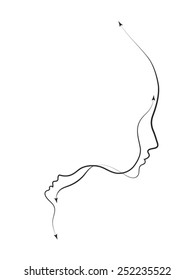 Parent Connection series. Arrangement of graceful profile lines of mother and child on the subject of parenting, motherhood, human connection and family