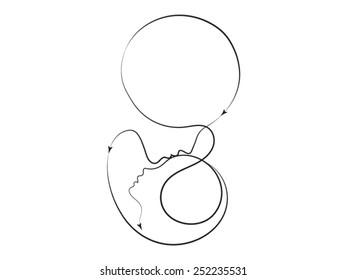 Parent Connection series. Arrangement of graceful profile lines of mother and child on the subject of parenting, motherhood, human connection and family