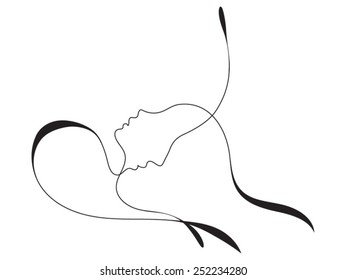 Parent Connection series. Backdrop of graceful profile lines of mother and child on the subject of parenting, motherhood, human connection and family