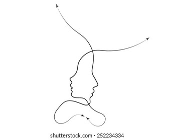 Parent Connection series. Composition of graceful profile lines of mother and child on the subject of parenting, motherhood, human connection and family