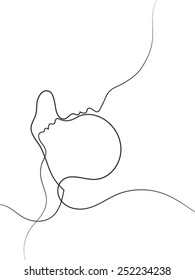 Parent Connection series. Interplay of graceful profile lines of mother and child on the subject of parenting, motherhood, human connection and family