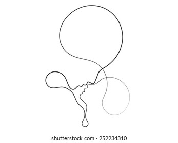 Parent Connection series. Interplay of graceful profile lines of mother and child on the subject of parenting, motherhood, human connection and family