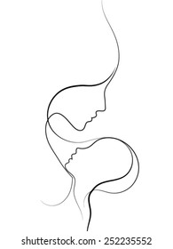 Parent Connection series. Interplay of graceful profile lines of mother and child on the subject of parenting, motherhood, human connection and family