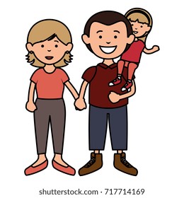 parent couple with daughter avatars characters